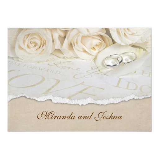 Soft Wedding Roses Personalized Invite