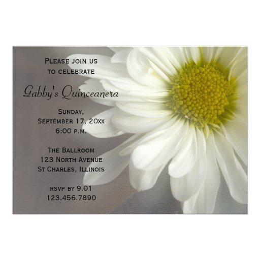 Soft White Daisy Quinceanera Invitation