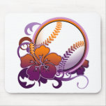 Softball Baseball Tropical Flower Purple Mousepad