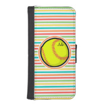 Softball; Bright Rainbow Stripes Phone Wallets at Zazzle
