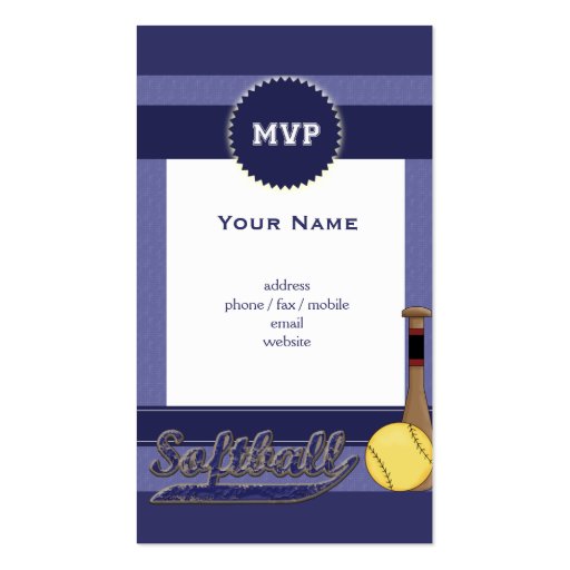 Softball Business Card (front side)