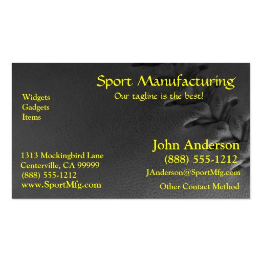 Softball Business Card (front side)