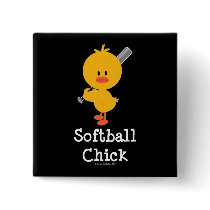Softball Chick Button