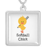 Softball Chick Sterling Silver Necklace