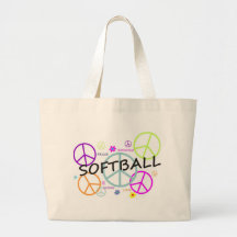 Softball Colored Peace Signs Bag