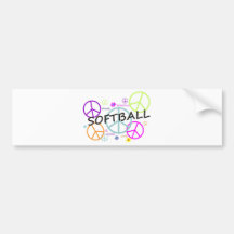Softball Colored Peace Signs Bumper Stickers