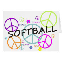 Softball Colored Peace Signs Cards