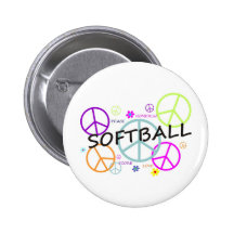 Softball Colored Peace Signs Pins