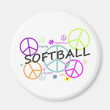 Softball Colored Peace Signs Refrigerator Magnets