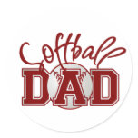 Softball DAD Round Stickers