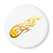 Softball Flame Fridge Magnet
