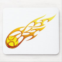 Softball Flame Mouse Pads