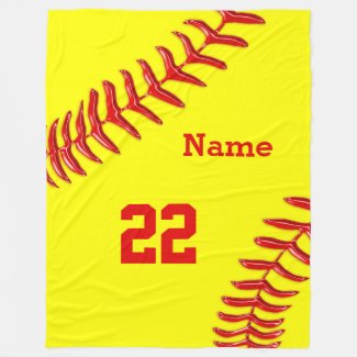 Softball Fleece Blankets with NAME and NUMBER Fleece Blanket