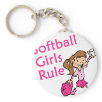 softball girls rule keychains