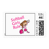 Softball Girls Rule Postage Stamp