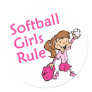 Softball Girls Rule Round Sticker