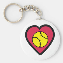 Softball Heart Key Chains