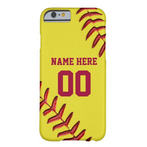 Softball iPhone 6 Cases with Your NAME and NUMBER Barely There iPhone 6