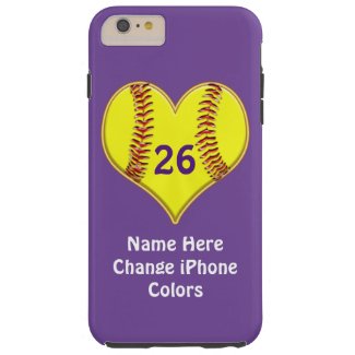 Softball iPhone Case YOUR COLORS and TEXT Tough iPhone 6 Plus Case