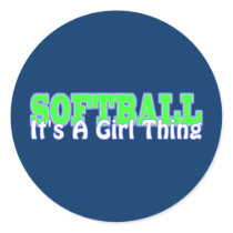 Softball- It's A Girl Thing Round Stickers