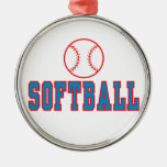softball logo red and blue ornament