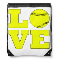 Softball Love Drawstring Bag