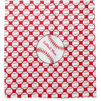 Softball Mom Red and White Shower Curtain
