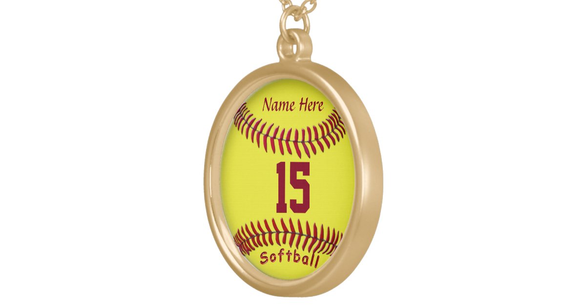 Softball Necklaces with NUMBERS and NAME Zazzle
