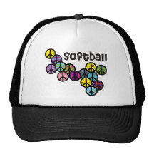 Softball Peace Signs Filled Mesh Hats