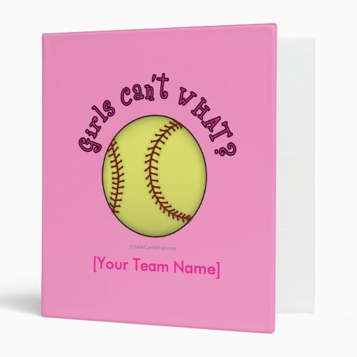 Softball-Pink 3 Ring Binders