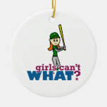 Softball Player Girl in Green Christmas Ornaments