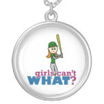 Softball Player Girl in Green Pendants