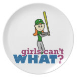 Softball Player Girl in Green Plates