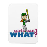 Softball Player Girl in Green Rectangle Magnet