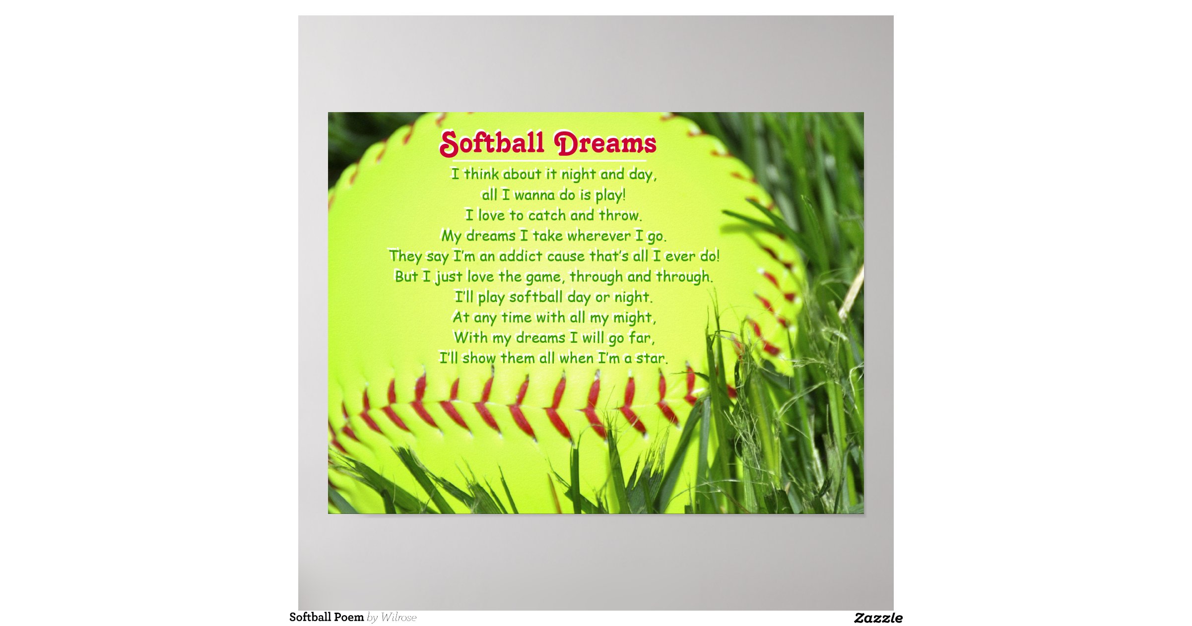 Softball Poem Poster | Zazzle