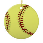 Softball-Red Christmas Tree Ornaments
