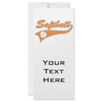 softball script text logo orange customized rack card