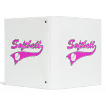 softball script text logo pink 3 ring binders