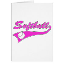 softball script text logo pink card