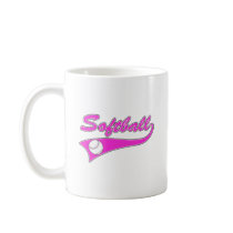 softball script text logo pink coffee mug