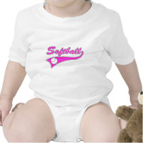 softball script text logo pink t shirt