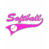 softball script text logo pink t shirts