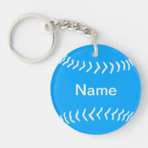 Softball Silhouette Keychain Blue