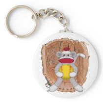 Softball Sock Monkey Keychain