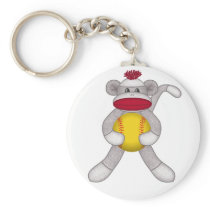 Softball Sock Monkey Keychains