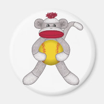 Softball Sock Monkey Magnet