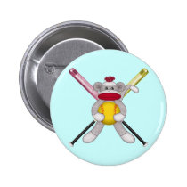Softball Sock Monkey buttons
