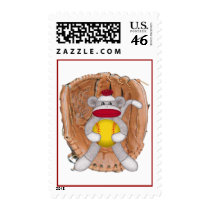 Softball Sock Monkey Postage Stamp
