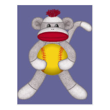 Softball Sock Monkey Postcards