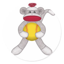 Softball Sock Monkey Stickers